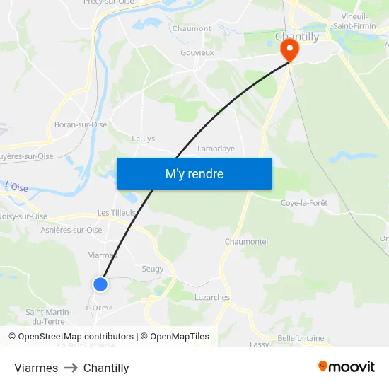 Viarmes to Chantilly map