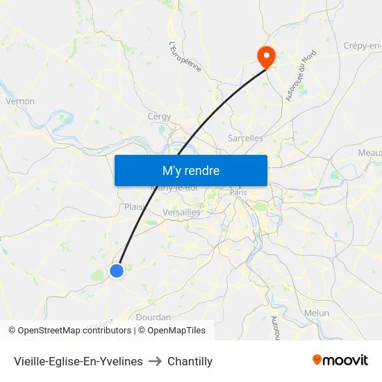 Vieille-Eglise-En-Yvelines to Chantilly map