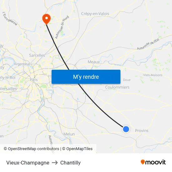 Vieux-Champagne to Chantilly map