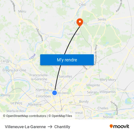 Villeneuve-La-Garenne to Chantilly map