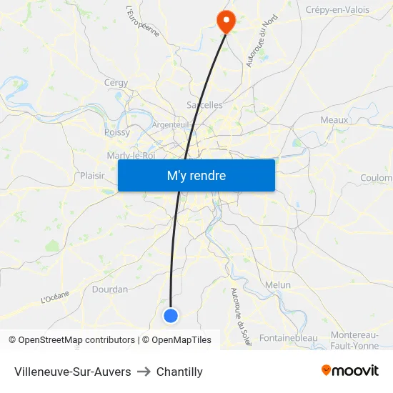 Villeneuve-Sur-Auvers to Chantilly map