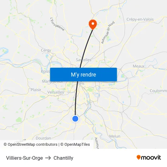 Villiers-Sur-Orge to Chantilly map