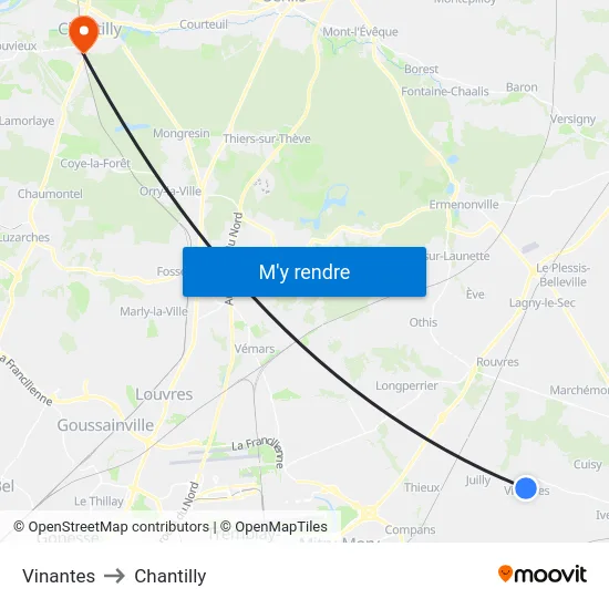 Vinantes to Chantilly map