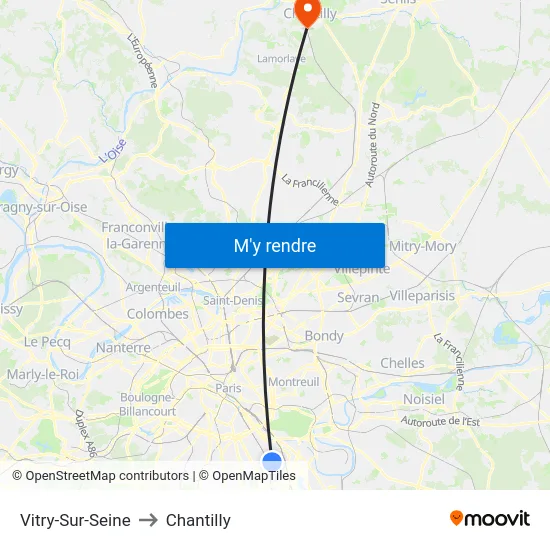 Vitry-Sur-Seine to Chantilly map