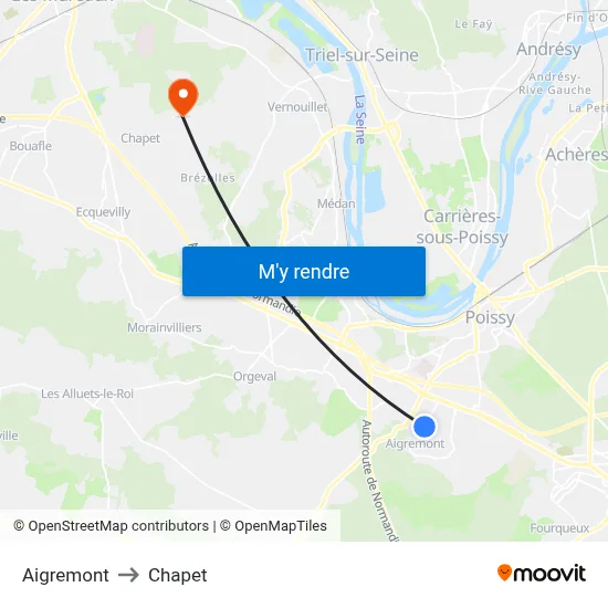 Aigremont to Chapet map