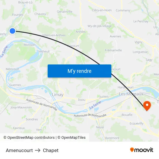 Amenucourt to Chapet map