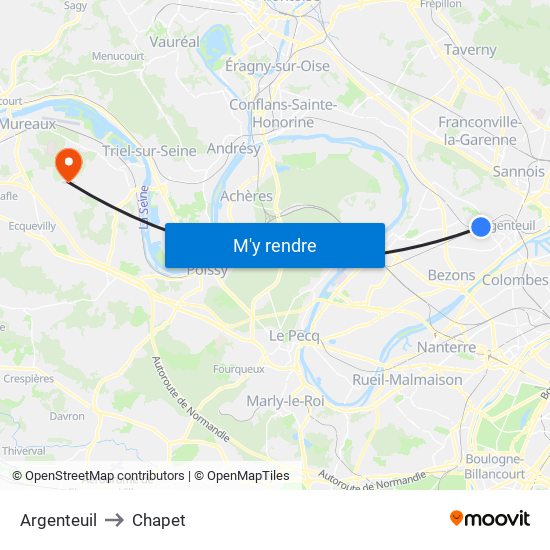 Argenteuil to Chapet map
