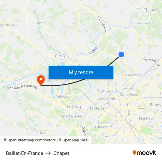 Baillet-En-France to Chapet map
