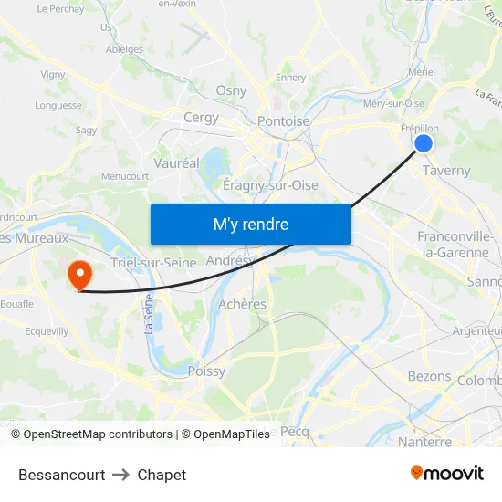 Bessancourt to Chapet map