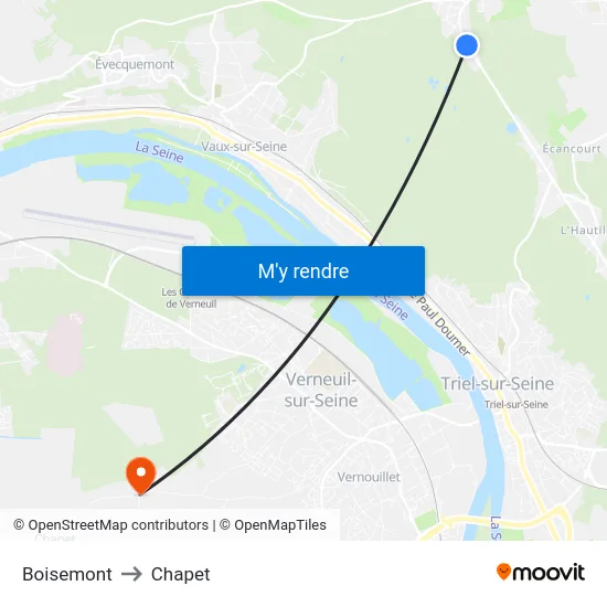 Boisemont to Chapet map