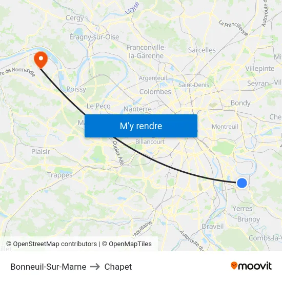Bonneuil-Sur-Marne to Chapet map