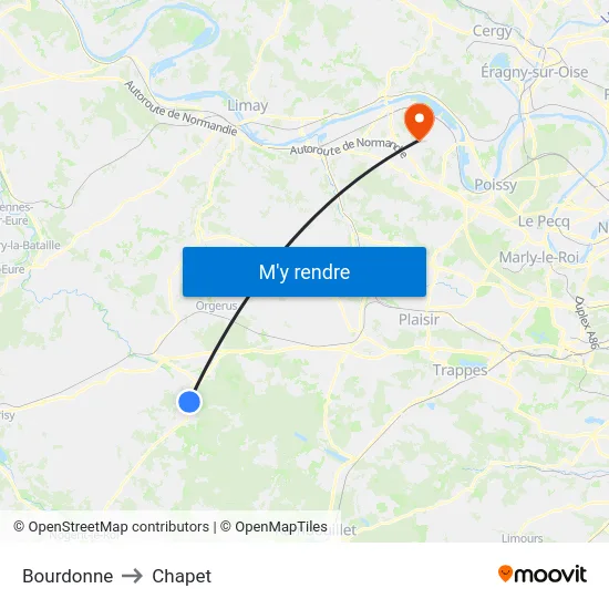 Bourdonne to Chapet map
