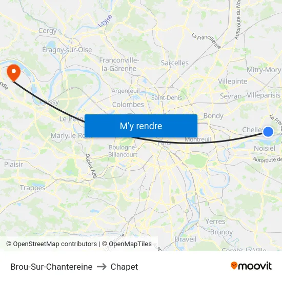 Brou-Sur-Chantereine to Chapet map