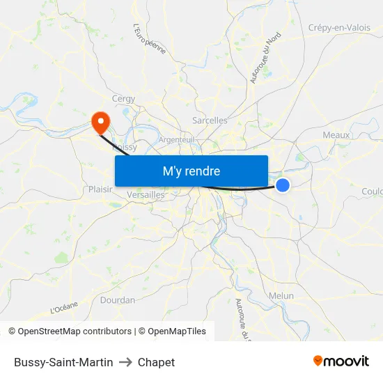 Bussy-Saint-Martin to Chapet map