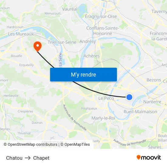 Chatou to Chapet map