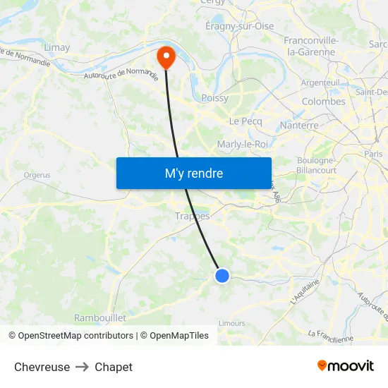 Chevreuse to Chapet map