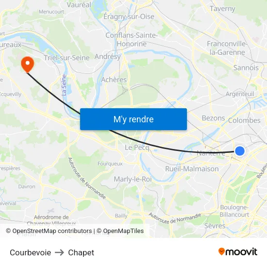Courbevoie to Chapet map