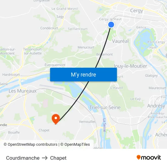 Courdimanche to Chapet map
