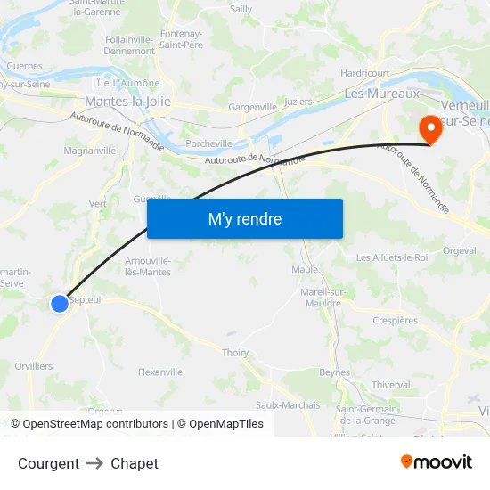 Courgent to Chapet map
