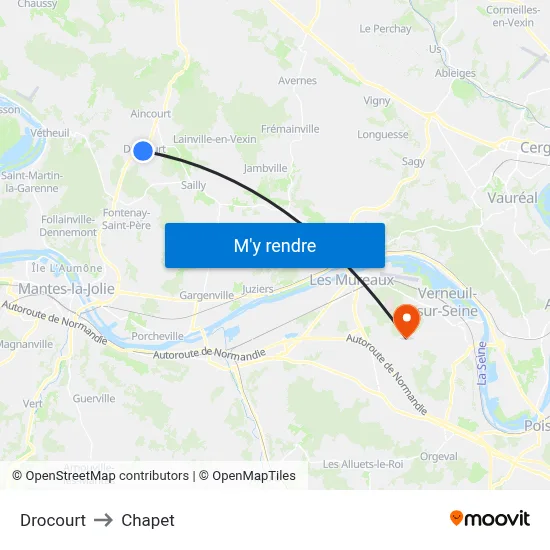 Drocourt to Chapet map