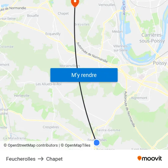 Feucherolles to Chapet map
