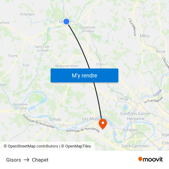 Gisors to Chapet map