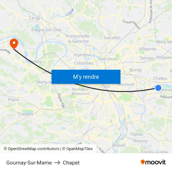 Gournay-Sur-Marne to Chapet map