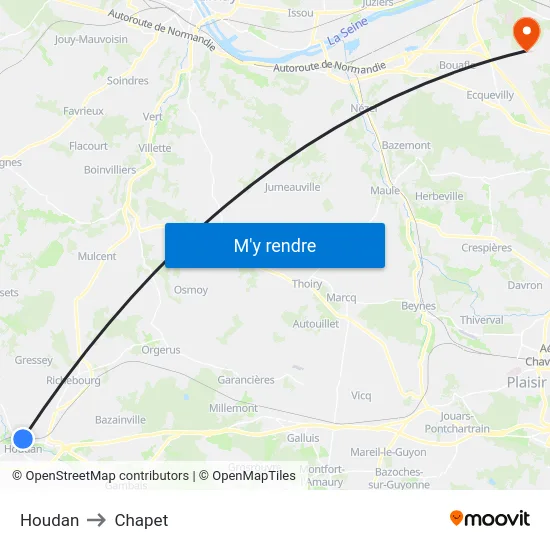 Houdan to Chapet map