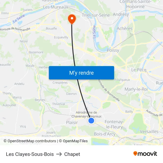 Les Clayes-Sous-Bois to Chapet map