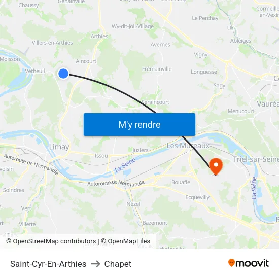 Saint-Cyr-En-Arthies to Chapet map