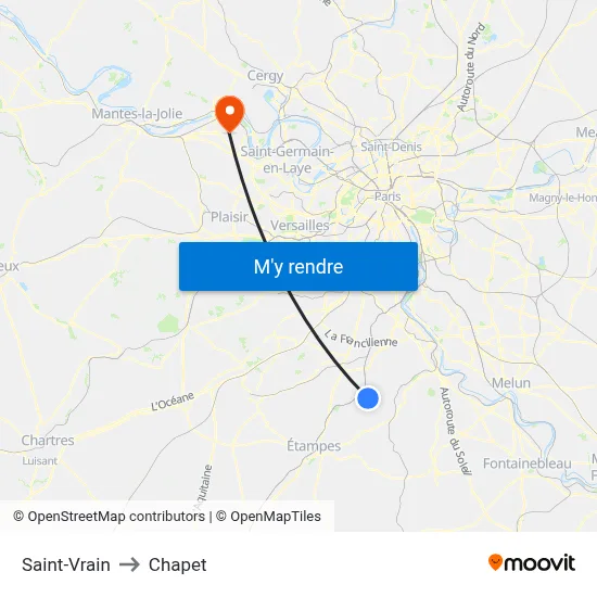 Saint-Vrain to Chapet map