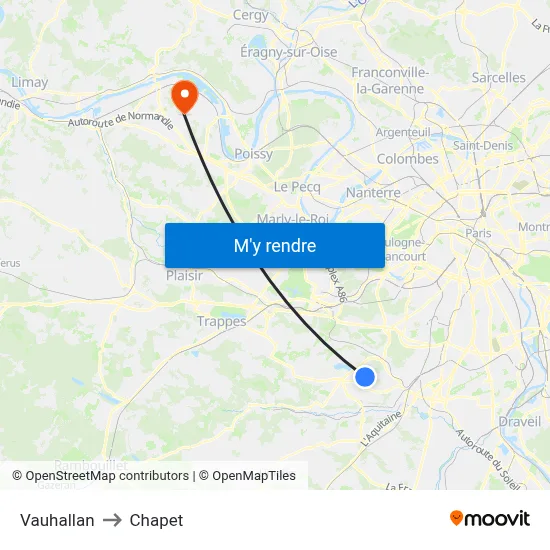 Vauhallan to Chapet map