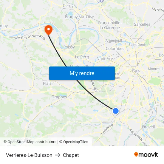 Verrieres-Le-Buisson to Chapet map