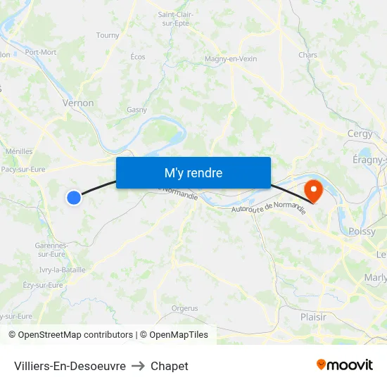 Villiers-En-Desoeuvre to Chapet map
