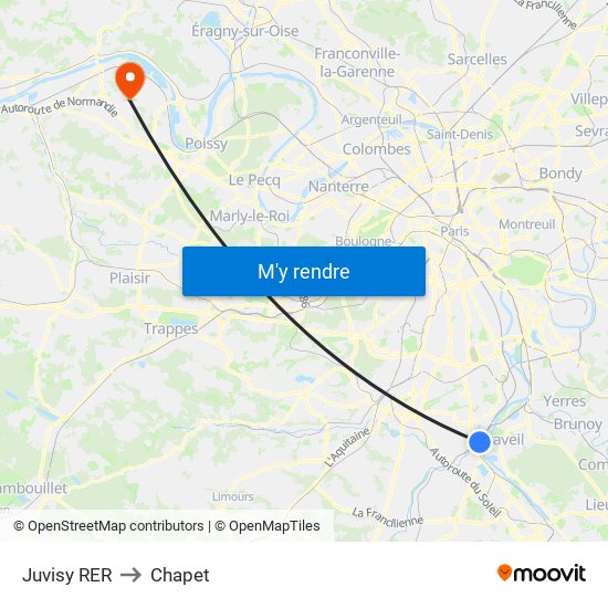 Juvisy RER to Chapet map