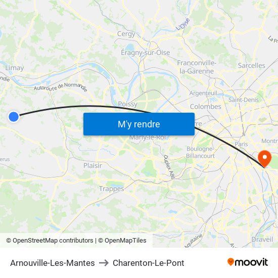 Arnouville-Les-Mantes to Charenton-Le-Pont map