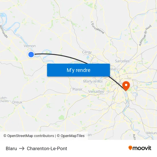 Blaru to Charenton-Le-Pont map
