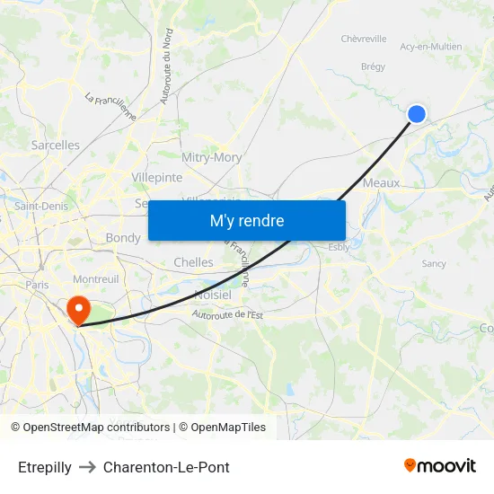 Etrepilly to Charenton-Le-Pont map