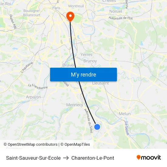 Saint-Sauveur-Sur-Ecole to Charenton-Le-Pont map