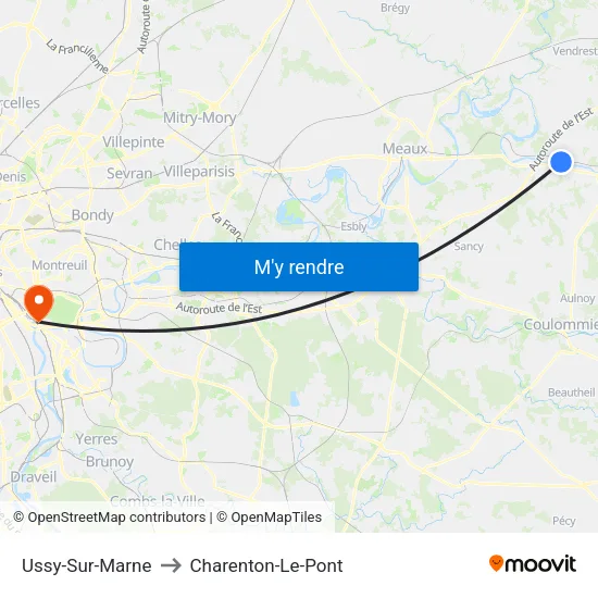 Ussy-Sur-Marne to Charenton-Le-Pont map