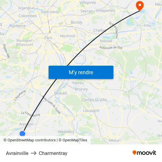 Avrainville to Charmentray map