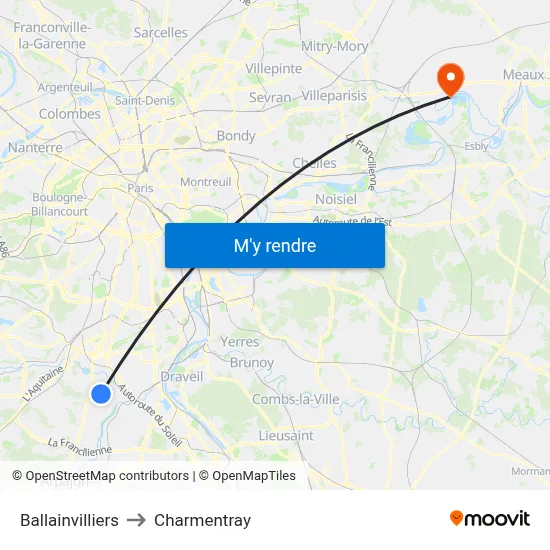 Ballainvilliers to Charmentray map