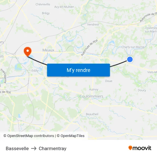 Bassevelle to Charmentray map