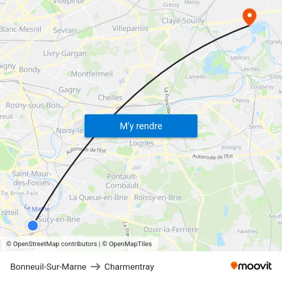 Bonneuil-Sur-Marne to Charmentray map