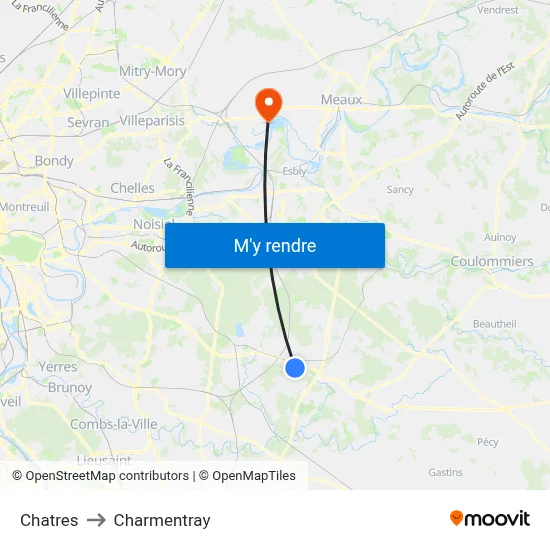 Chatres to Charmentray map