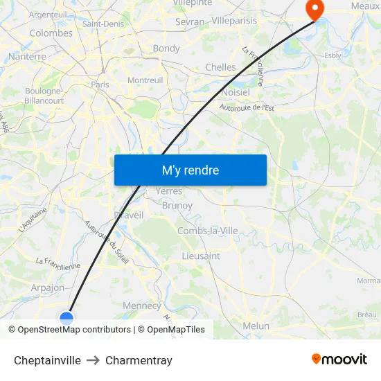Cheptainville to Charmentray map