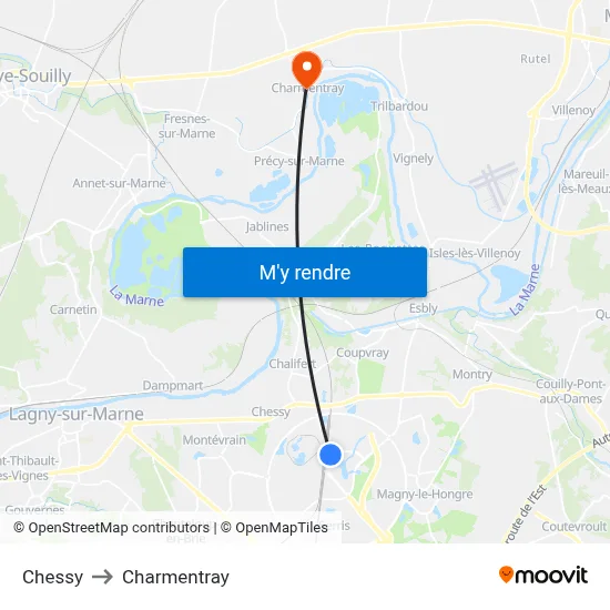 Chessy to Charmentray map