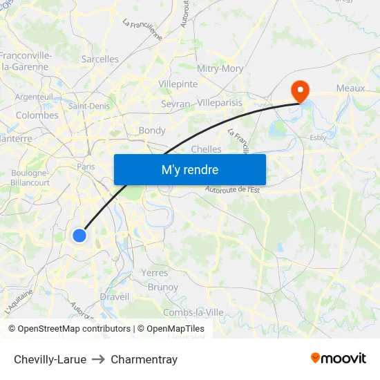 Chevilly-Larue to Charmentray map