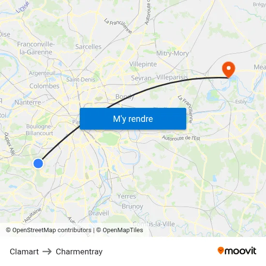 Clamart to Charmentray map