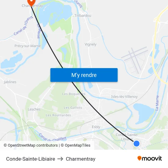 Conde-Sainte-Libiaire to Charmentray map